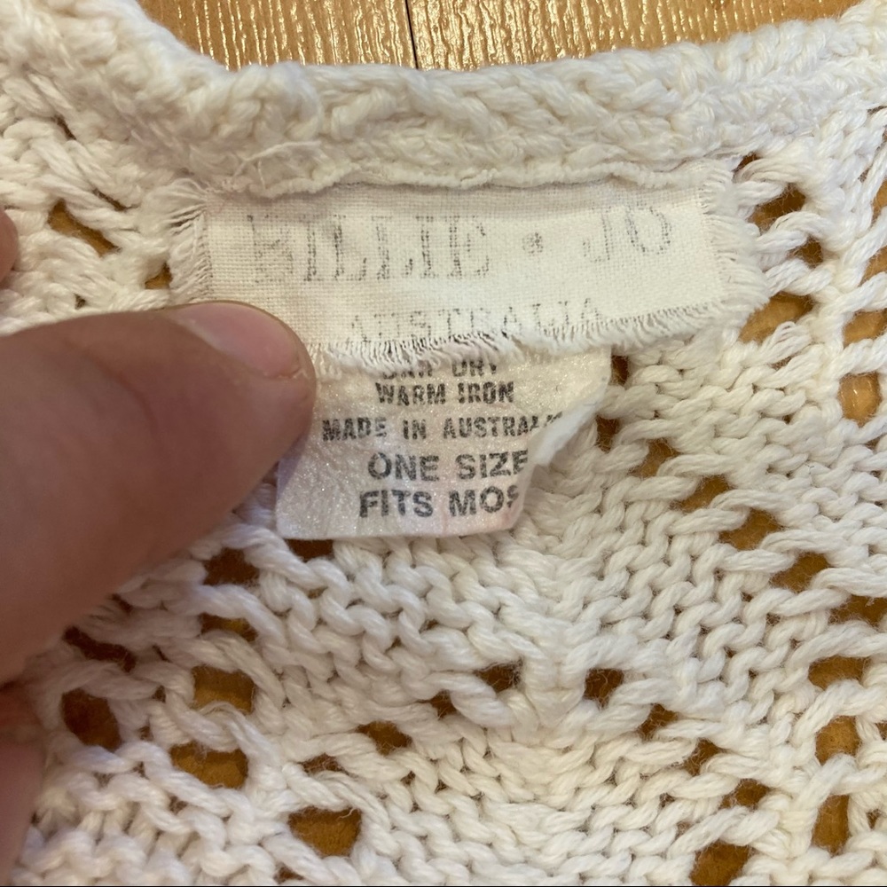 Vintage 100% cotton lace knit crop tank in excellent condition up to size 12 - Picture 3 of 4